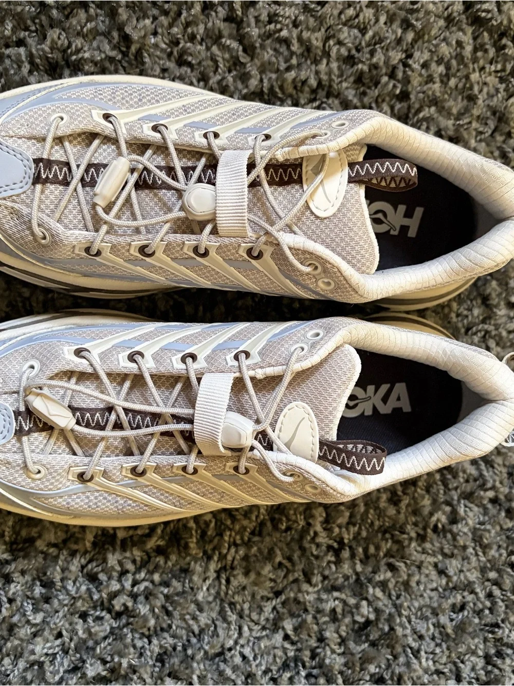 Hoka Mafate Three2 Women’s Trail Sneakers — Putty Foggy Gray